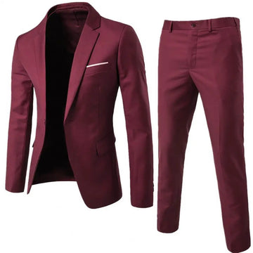 Riolio prom outfits for guys 1 Set Trendy Men Suit Anti Deformation Formal Suit Turndown Collar Pure Color One Button Suit Set  Daily Wear